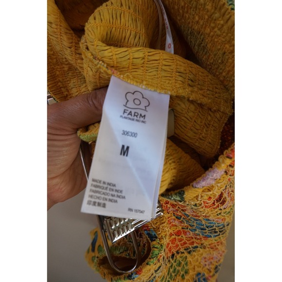 FARM Rio Summer Garden Smocked Waist Mini Skirt Yellow Floral Print Size M - Picture 9 of 10
